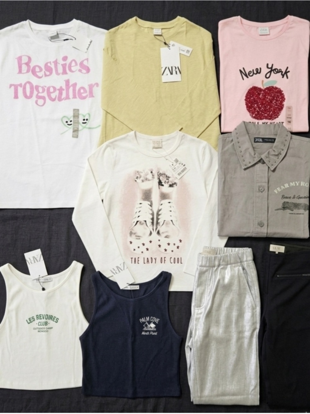 Zara Girls Mixed Tops & Basics - Pink, Yellow, White, Gray, Navy